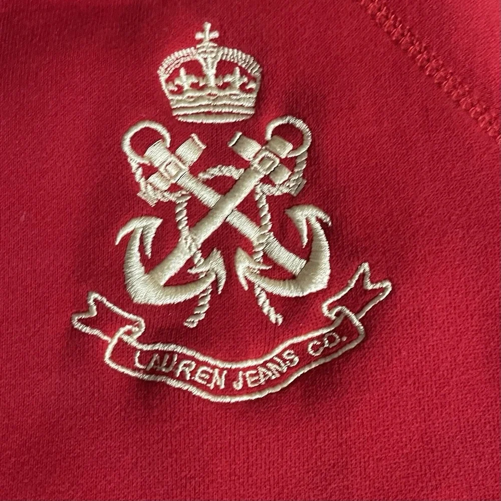 Vintage Ralph Lauren Jeans Co Full Zip Jacket Womens L Red Gold Crest Collar - Picture 5 of 8